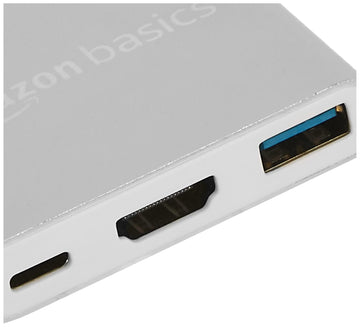 Amazon Basics 3 in 1 Type C USB Port Hub, Hd 4K Hdmi with Pd Charging, USB 3.0, Compact Extension Adapter, Aluminium Case (Grey)