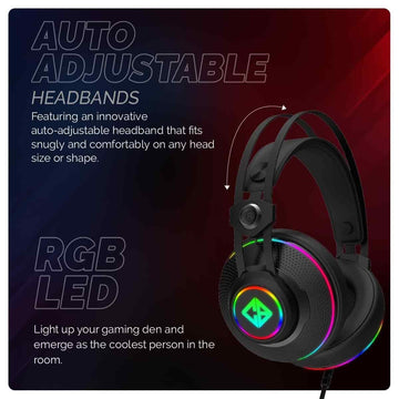 Cosmic Byte Proteus Headset Dual Input USB and 3.5mm, 7.1 Surround Sound, RGB LED, ENC Microphone, Memory Foam Earcushions, Windows Software (Black)