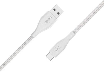 Belkin DuraTek Plus 4' USB-C to USB-A Cable with Strap (White)