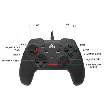 Ant Esports GP100 Controller Joysticks for PC (Windows 7/8/8.1/10) / PS3 / Andriod/Steam Gaming Wired Gamepad (Black)