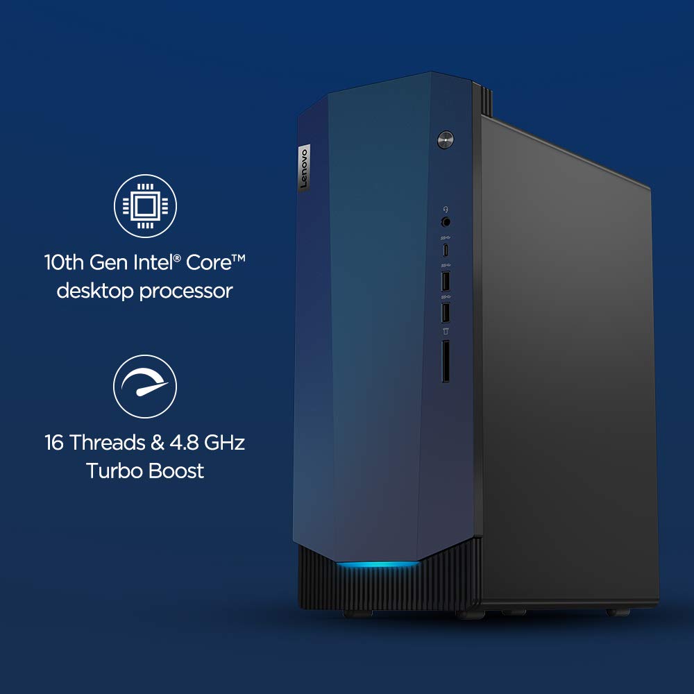 Lenovo IdeaCentre G5 Gaming Desktop (10th Gen Intel Core i5-10400/8GB/1TB HDD + 256GB SSD/Windows 10/NVIDIA GTX 1650 Super 4GB GDDR6 Graphics), Raven Black (90N9003DIN)