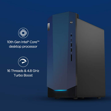 Lenovo IdeaCentre G5 Gaming Desktop (10th Gen Intel Core i5-10400/8GB/1TB HDD + 256GB SSD/Windows 10/NVIDIA GTX 1650 Super 4GB GDDR6 Graphics), Raven Black (90N9003DIN)