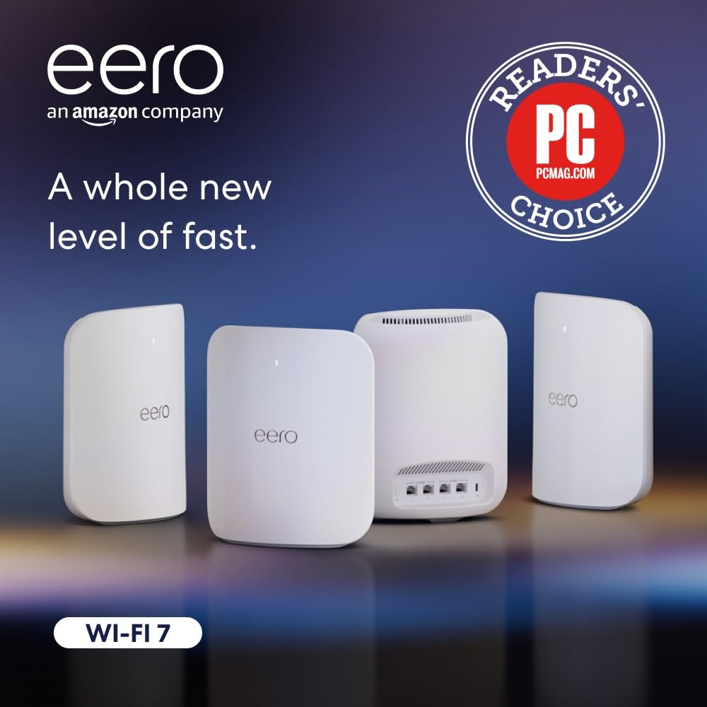 Amazon eero Max 7 mesh wifi router (newest model) - Supports internet plans up to 10 Gbps, Coverage up to 2,500 sq. ft., Connect 250+ devices, 1-pack