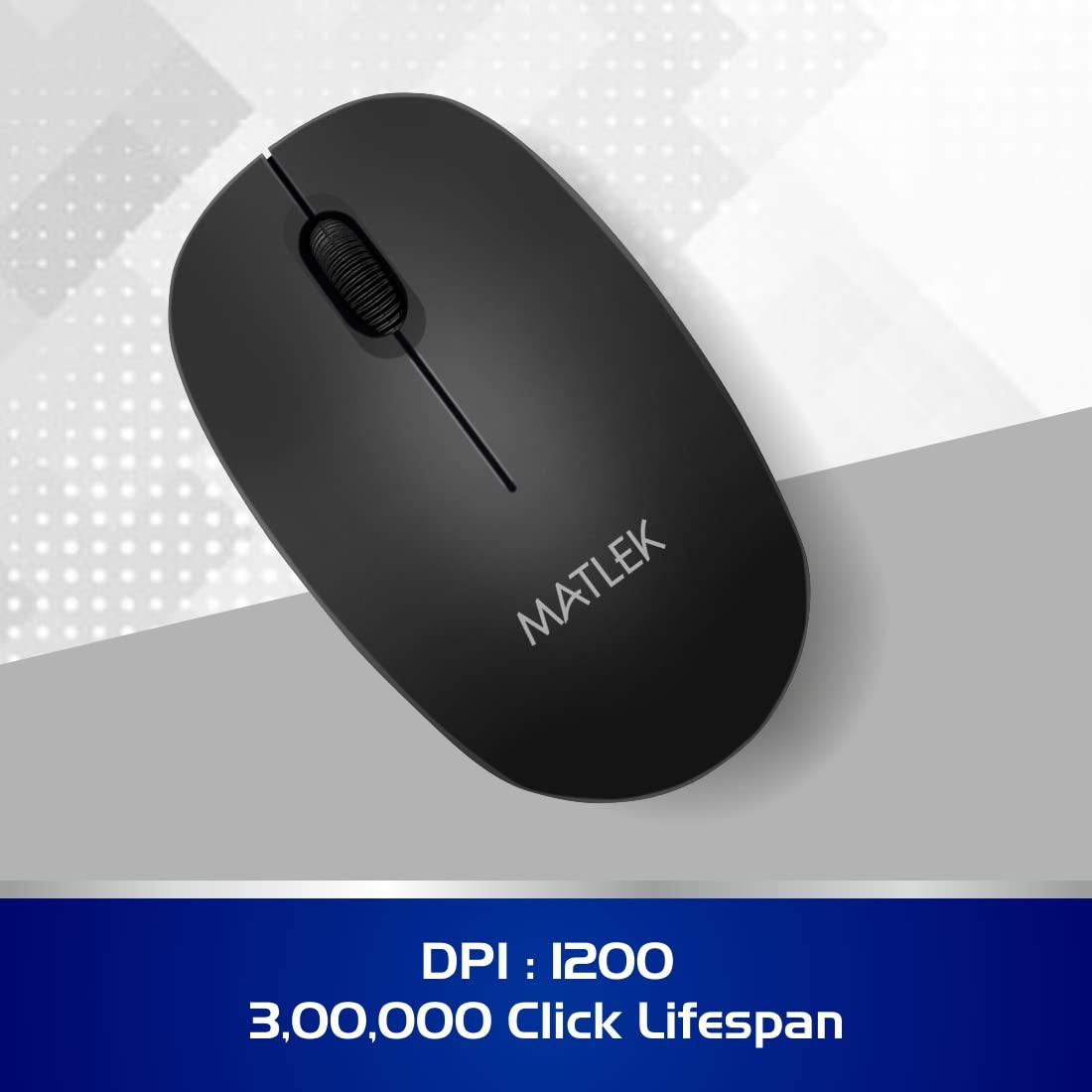 Matlek Wireless Mouse | 2.4 GHz Wireless Connection | USB Mini Receiver | 1200 DPI | Ambidextrous | PC/MAC/Laptop