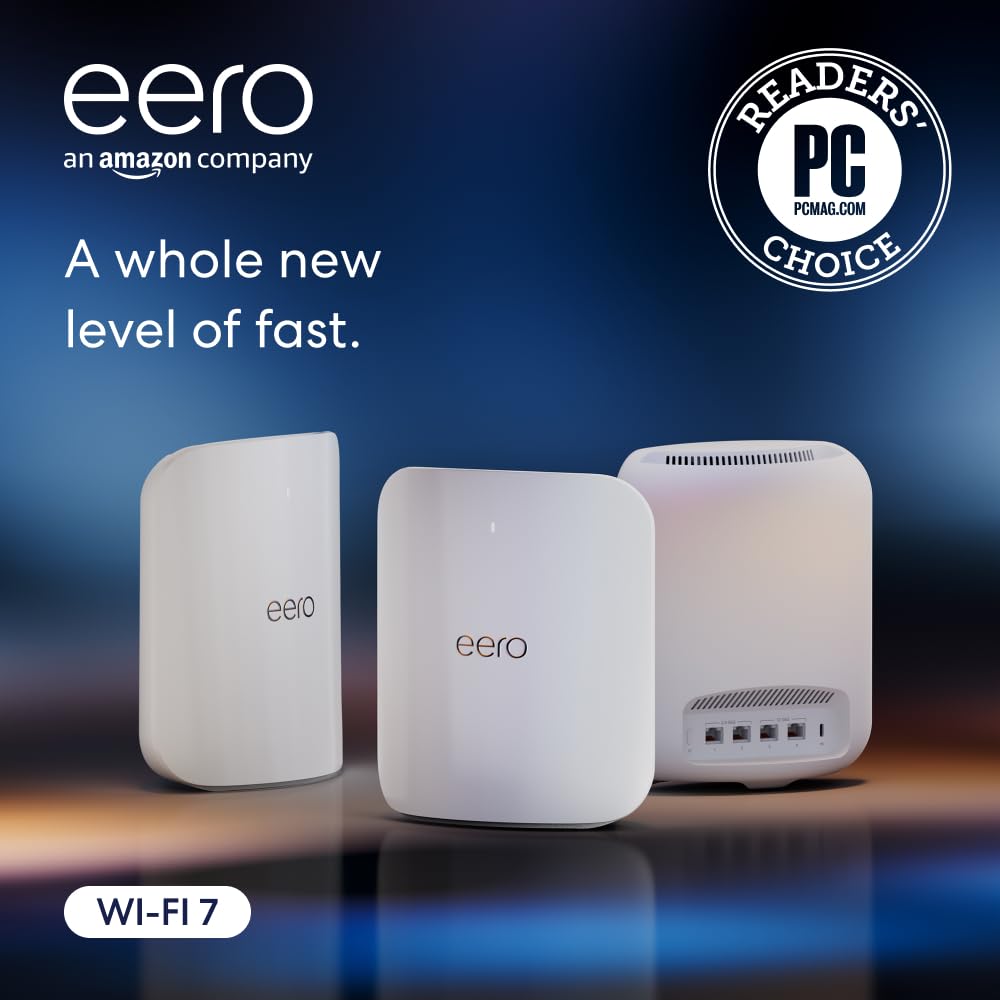 Amazon eero Max 7 mesh wifi router (newest model) - Supports internet plans up to 10 Gbps, Coverage up to 2,500 sq. ft., Connect 250+ devices, 1-pack