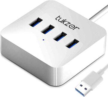 Tukzer 4-Port USB Hub 3.0 (TZ-U12) Superspeed Data Hub High Speed Compatible for MacBook Air, Mac Mini, iMac Pro, Microsoft Surface, Ultrabooks, Laptop, Notebook, Desktop (1.5M Cable, White)