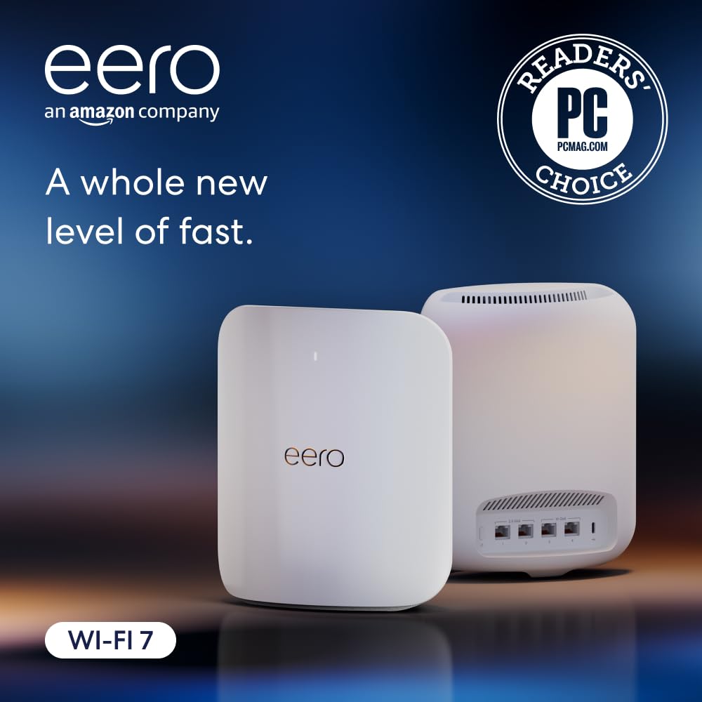 Amazon eero Max 7 mesh wifi router (newest model) - Supports internet plans up to 10 Gbps, Coverage up to 2,500 sq. ft., Connect 250+ devices, 1-pack