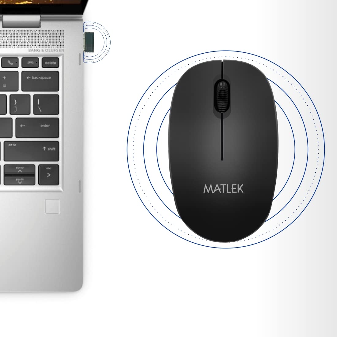 Matlek Wireless Mouse | 2.4 GHz Wireless Connection | USB Mini Receiver | 1200 DPI | Ambidextrous | PC/MAC/Laptop