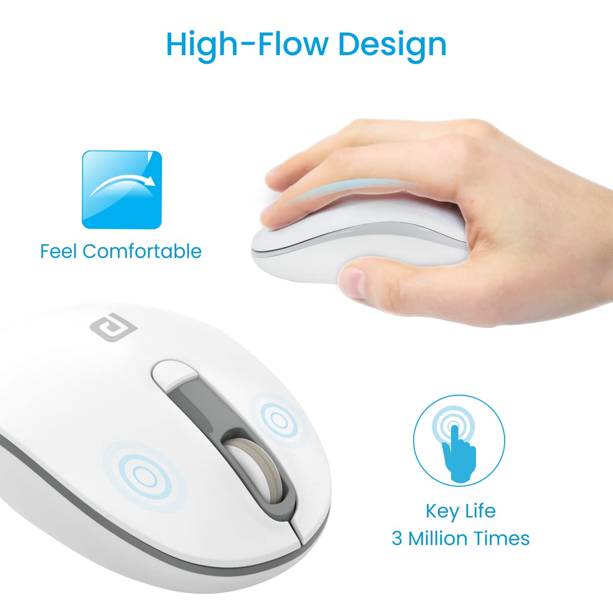 Portronics Toad 11 Wireless Mouse, 2.4 GHz Connectivity with USB Nano Dongle, Adjustable DPI Up to 1600, Ambidextrous for Laptop, MacBook, PC (Grey)