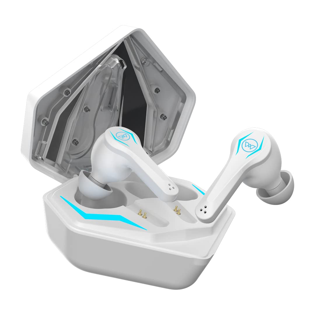 Wings Phantom Pro Wireless Earphones in Ear Earbuds with Led Battery Indicator,50Mslow Latency,Bluetooth 5.3,40 Hours Playtime,Mems Mic,Ipx4 Resist,12Mm Driver,500Mah Case,Headphones (White TWS)