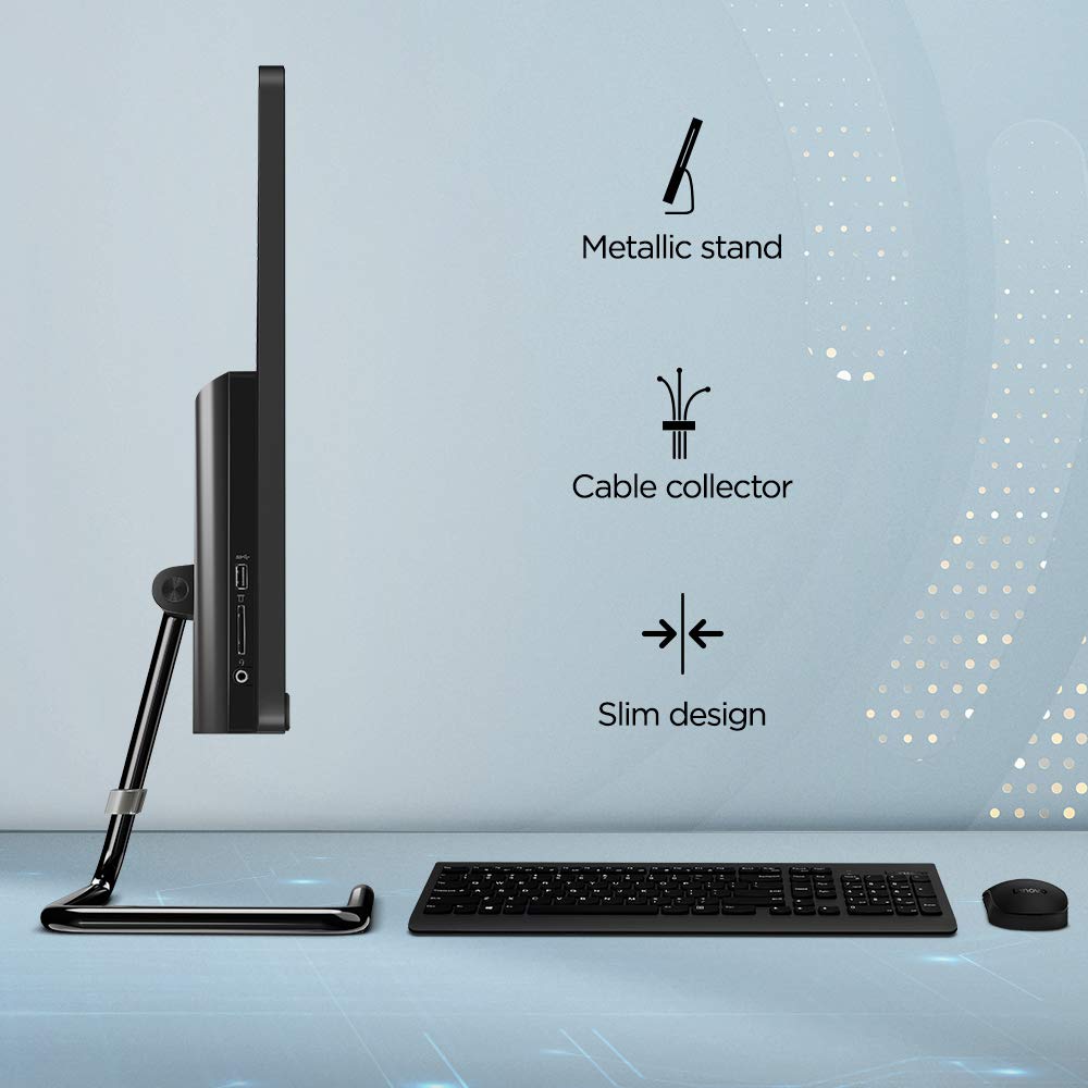 Lenovo IdeaCentre A340 23.8-inch FHD All-in-One Desktop (10th Gen Intel Core i5/8GB/512GB SSD/Windows 10/Office 2019/HD 720p Camera/Wireless Keyboard & Mouse/Business Black), F0E800VXIN