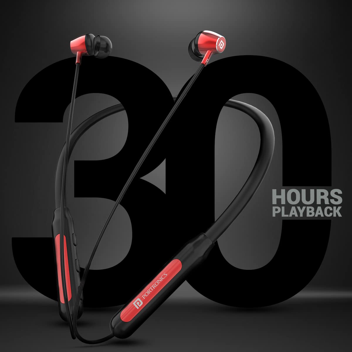 Portronics Harmonics Z3 Wireless Bluetooth 5.3 Neckband in Ear Earphones with Mic, 30 Hrs Playtime, Magnetic Latch, IPX5 Water Resistant, Type C Fast Charging(Red)
