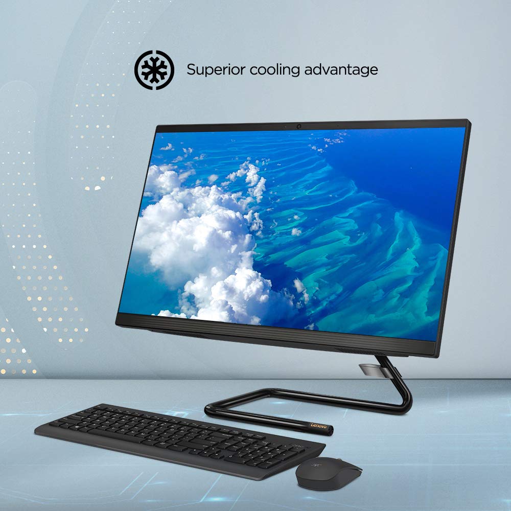 Lenovo IdeaCentre A340 23.8-inch FHD All-in-One Desktop (10th Gen Intel Core i5/8GB/512GB SSD/Windows 10/Office 2019/HD 720p Camera/Wireless Keyboard & Mouse/Business Black), F0E800VXIN