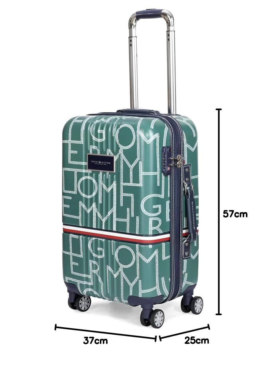 Tommy Hilfiger Twister Polycarbonate Unisex Hard Luggage Trolley Bag for Travel - 57 cms, Silver 8 Wheel Small Cabin Bag