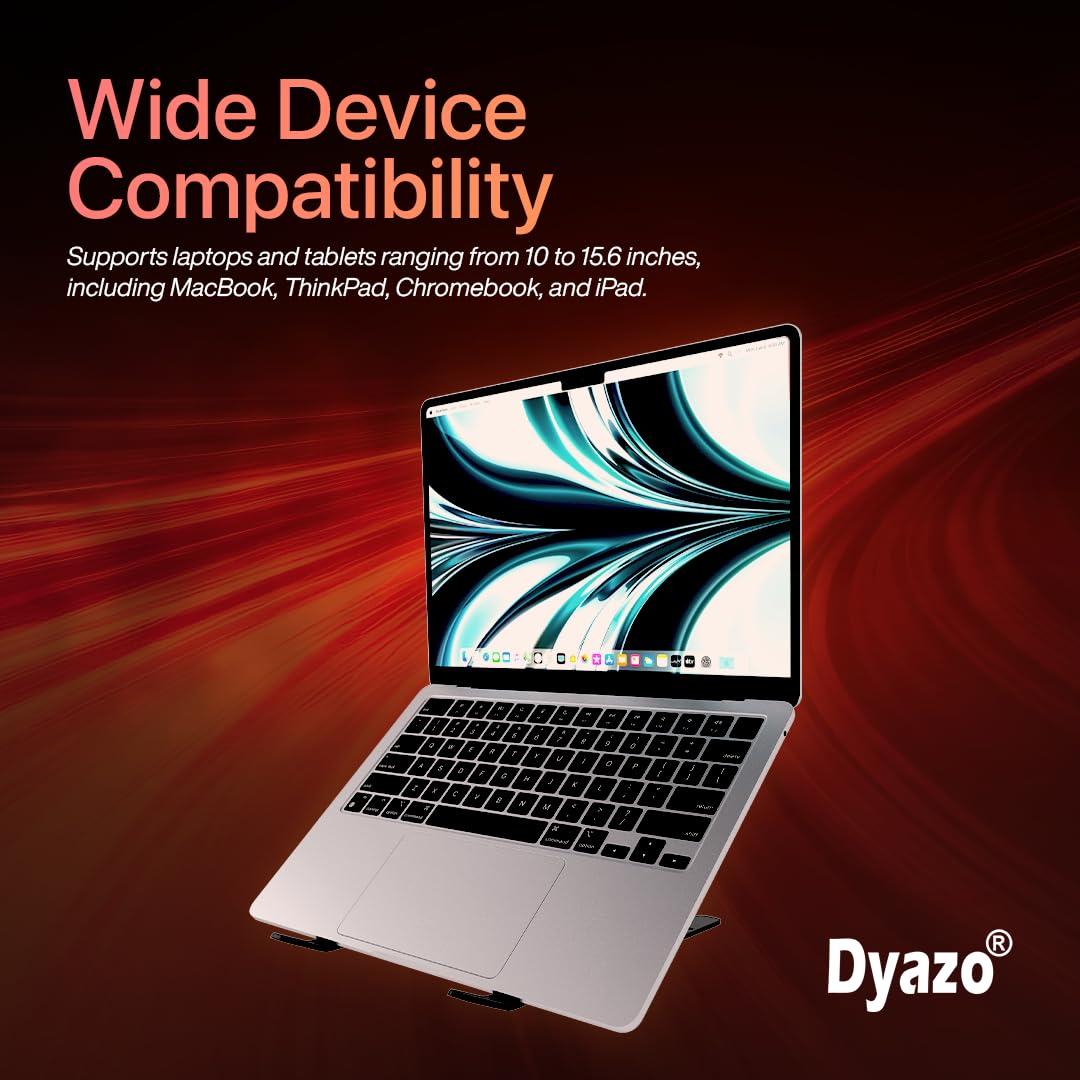 Dyazo 6 Angle Foldable & Portable Laptop Riser Stand Made with Aluminum Alloy |Compatible for Dell, Mac Book Air/Pro, Lenovo Acer Hp Asus & Other Laptop from 11.6 inch to 15.6 Inches- Black