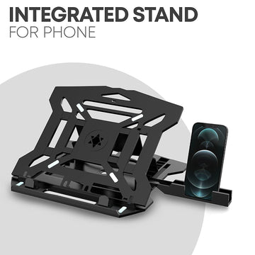 Dyazo Tabletop Laptop Stand with 8 Angles View Height Adjustable Foldable Design Compatible for MacBook Air/Pro, Dell, Hp, Lenovo and More 11.6 inches - 15.6 Notebook with Free Phone Stand (Black)