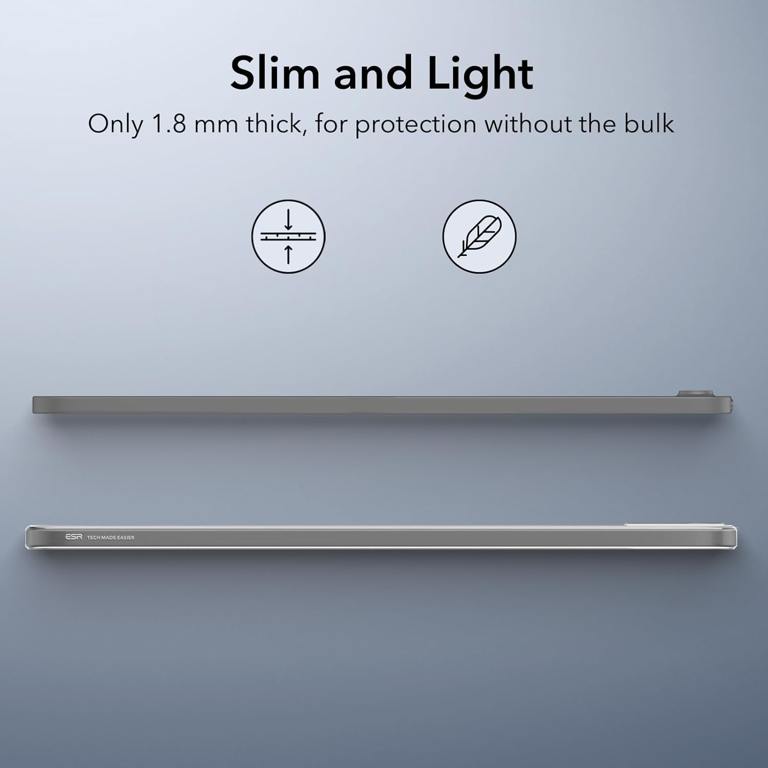 ESR for iPad Air 11 inch Transparent Back Case M3/M2 (2025/2024), iPad Air 7th/6th/5th/4th Gen Case, Slim and Light, Yellowing Resistant, Supports Pencil Pro & Pencil (USB-C), Zero Series, Clear