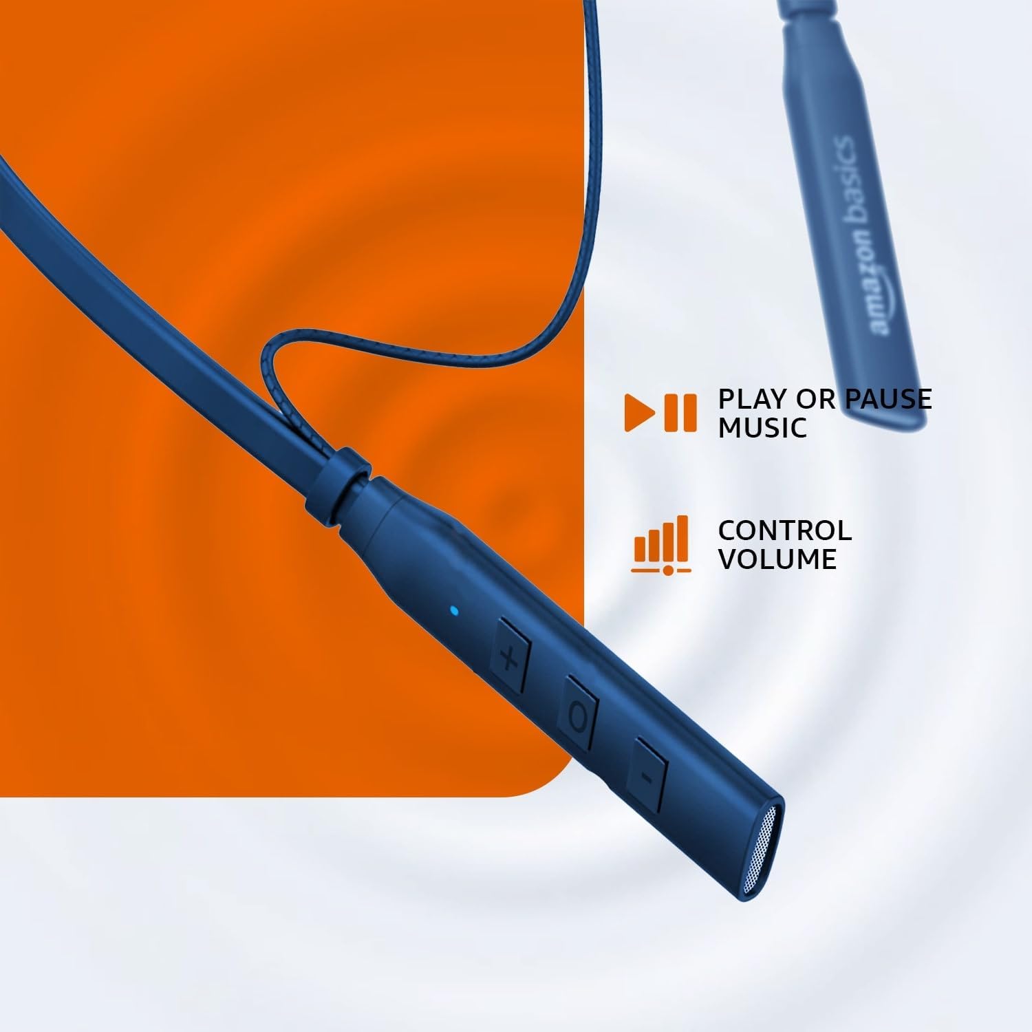 amazon basics in Ear Bluetooth 5.0 Wireless Neckband with Mic, Up to 13 Hours Playback Time, Magnetic Earbuds, Noise Cancellation, Voice Assistant, Dual Pairing and IPX5 Rated (Blue)