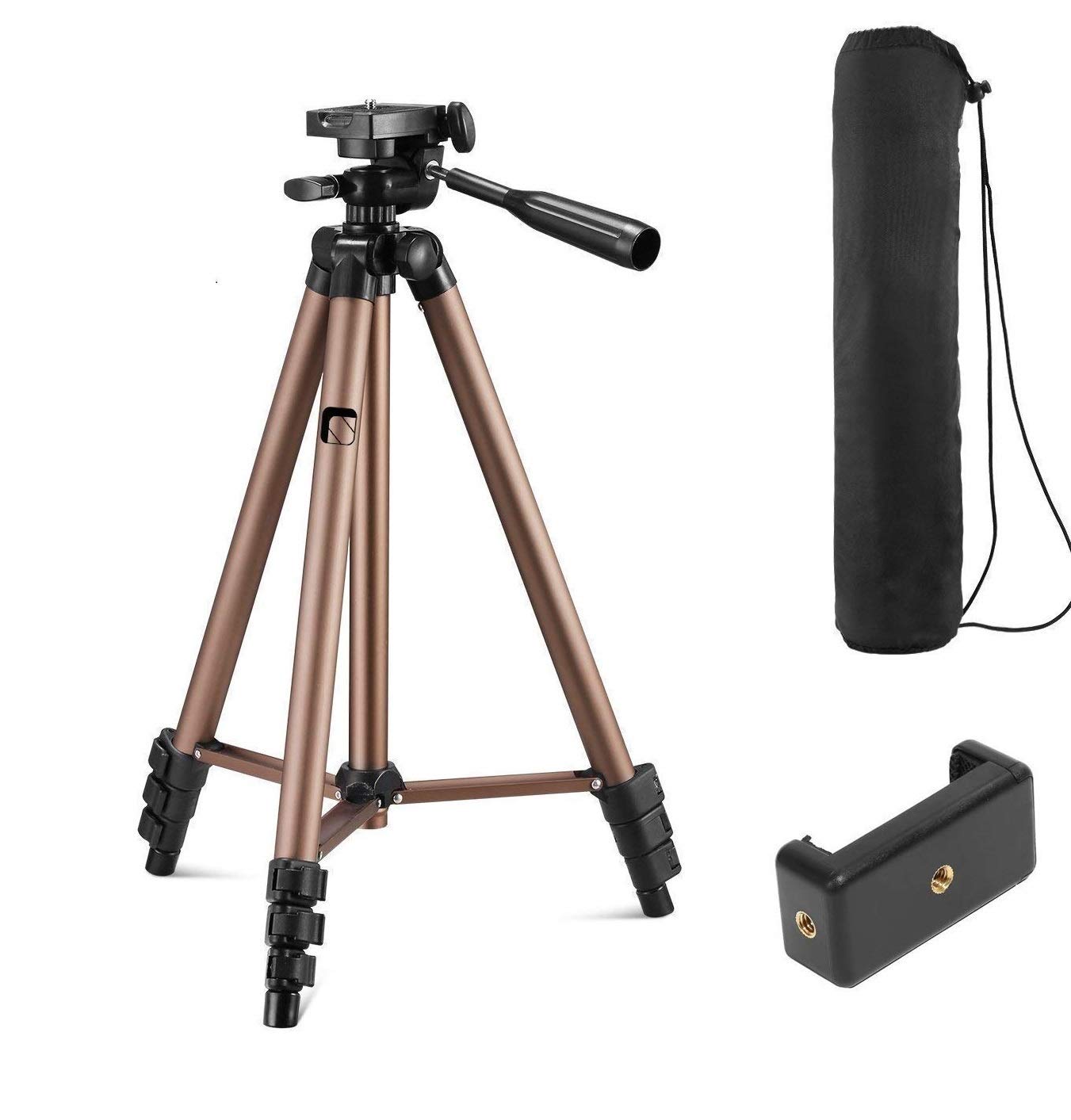 Syvo S-510 PRO 55-Inch (140CM) Aluminium Tripod, Universal Lightweight Tripod with Carry Bag for All Smart Phones, Gopro, Cameras (Black)
