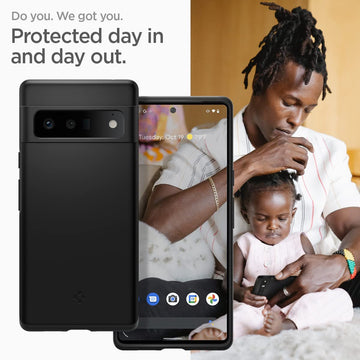 Spigen Thin Fit Back Cover Case Compatible with Google Pixel 6 Pro (TPU + Poly Carbonate | Black)