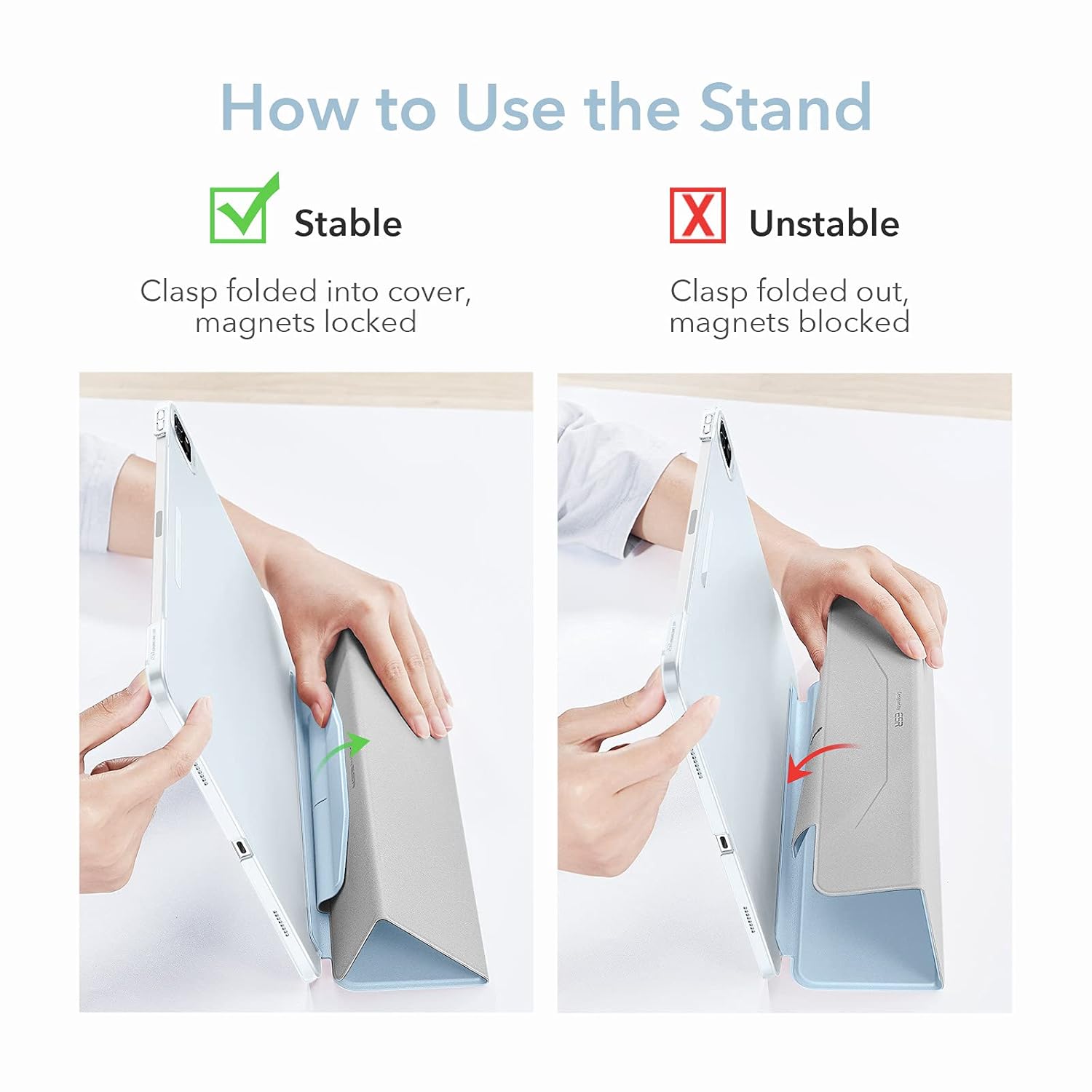 ESR for iPad Pro 11 inch Case (2021, 3rd Generation), Translucent Stand Case, iPad Pro Cover with Clasp, Auto Sleep and Wake, Pencil 2 Wireless Charging, Ascend Trifold Case, Sky Blue