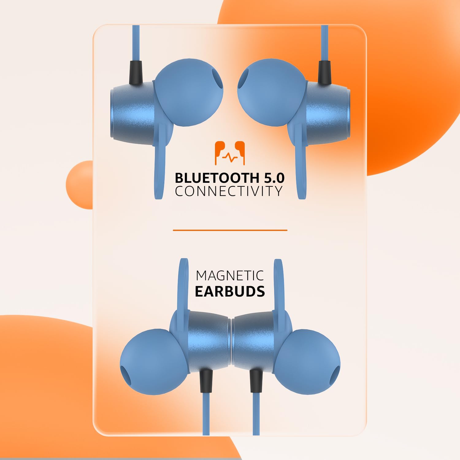 amazon basics Bluetooth 5.0 Neckband with Magnetic Earbuds | Up to 30 Hours Playtime | Voice Assistant | Dual Pairing | IPX6 Rated (Blue+Black)