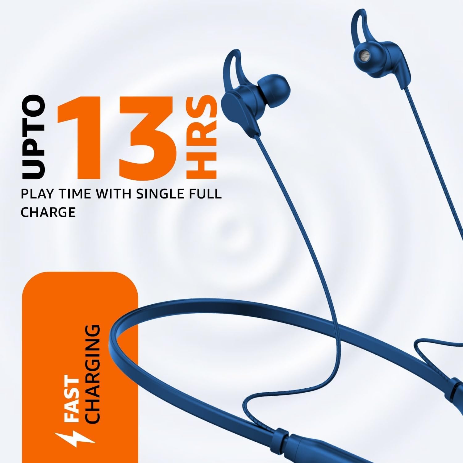 amazon basics in Ear Bluetooth 5.0 Wireless Neckband with Mic, Up to 13 Hours Playback Time, Magnetic Earbuds, Noise Cancellation, Voice Assistant, Dual Pairing and IPX5 Rated (Blue)