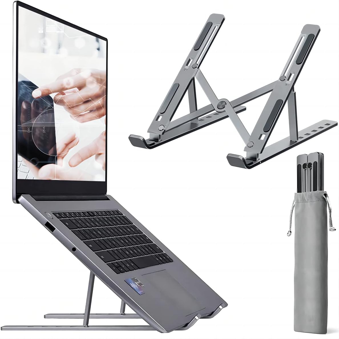 Dyazo 6 Angle Foldable & Portable Laptop Riser Stand Made with Aluminum Alloy |Compatible for Dell, Mac Book Air/Pro, Lenovo Acer Hp Asus & Other Laptop from 11.6 inch to 15.6 Inches- Black