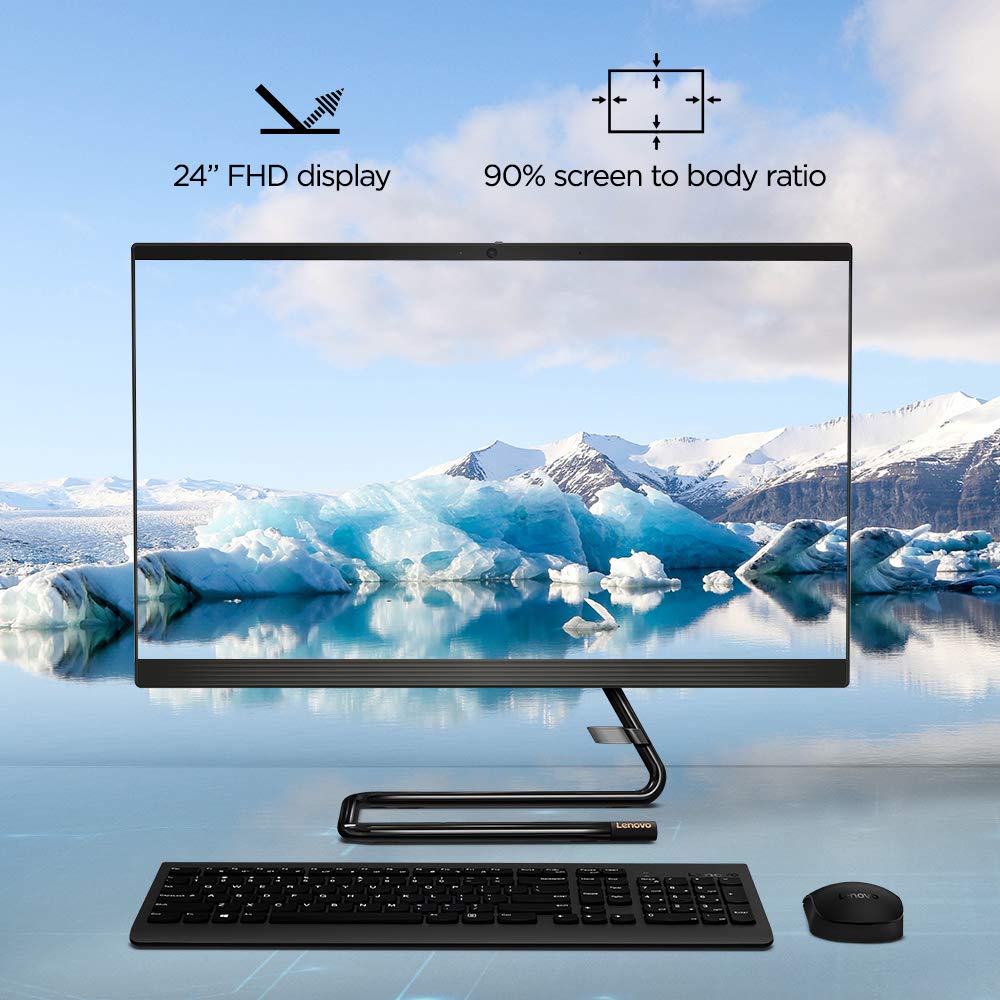 Lenovo IdeaCentre A340 23.8-inch FHD All-in-One Desktop (10th Gen Intel Core i5/8GB/512GB SSD/Windows 10/Office 2019/HD 720p Camera/Wireless Keyboard & Mouse/Business Black), F0E800VXIN