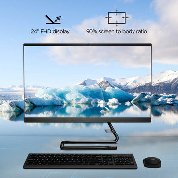 Lenovo IdeaCentre A340 23.8-inch FHD All-in-One Desktop (10th Gen Intel Core i5/8GB/512GB SSD/Windows 10/Office 2019/HD 720p Camera/Wireless Keyboard & Mouse/Business Black), F0E800VXIN