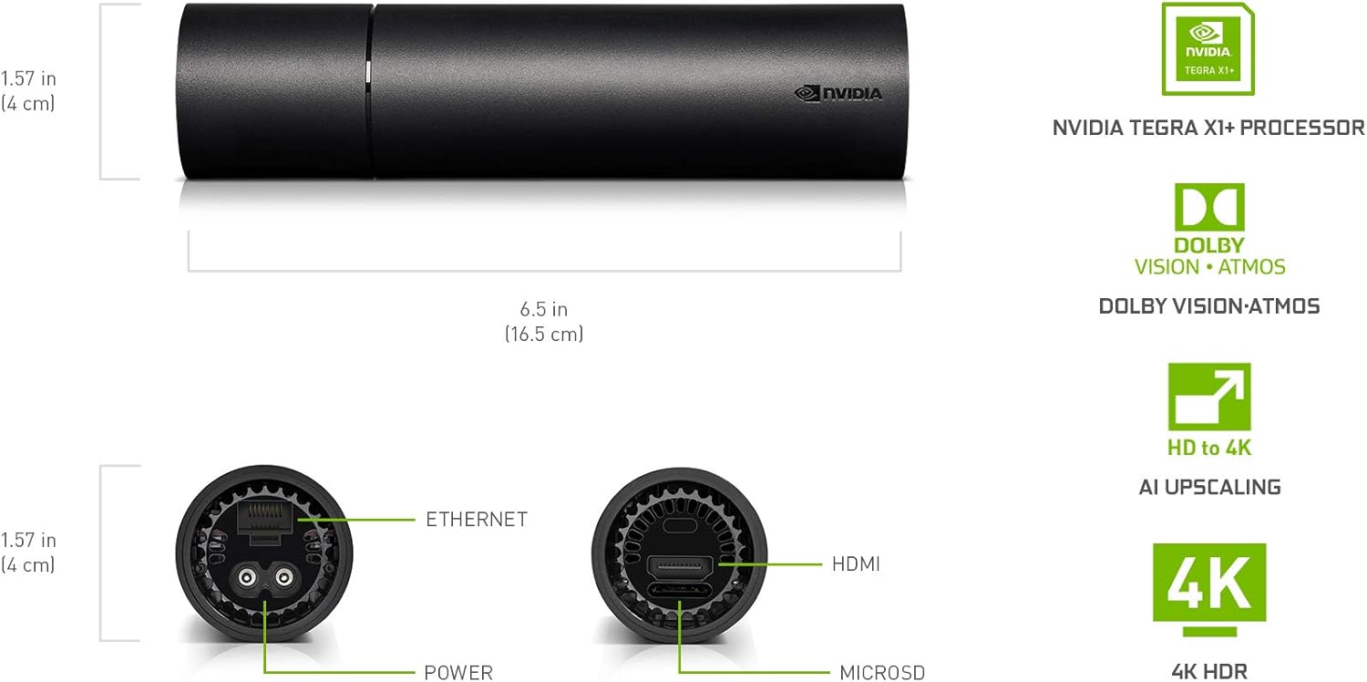 NVIDIA SHIELD Android TV Streaming Media Player; 4K HDR, live sports, Dolby Vision-Atmos, AI-enhanced upscaling, GeForce NOW cloud gaming, Google Assistant Built-In, Works with Alexa