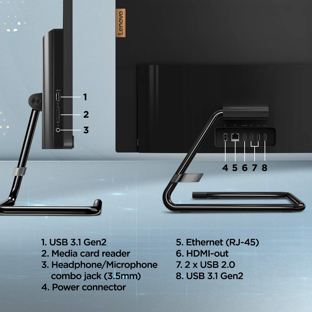 Lenovo IdeaCentre A340 23.8-inch FHD All-in-One Desktop (10th Gen Intel Core i5/8GB/512GB SSD/Windows 10/Office 2019/HD 720p Camera/Wireless Keyboard & Mouse/Business Black), F0E800VXIN