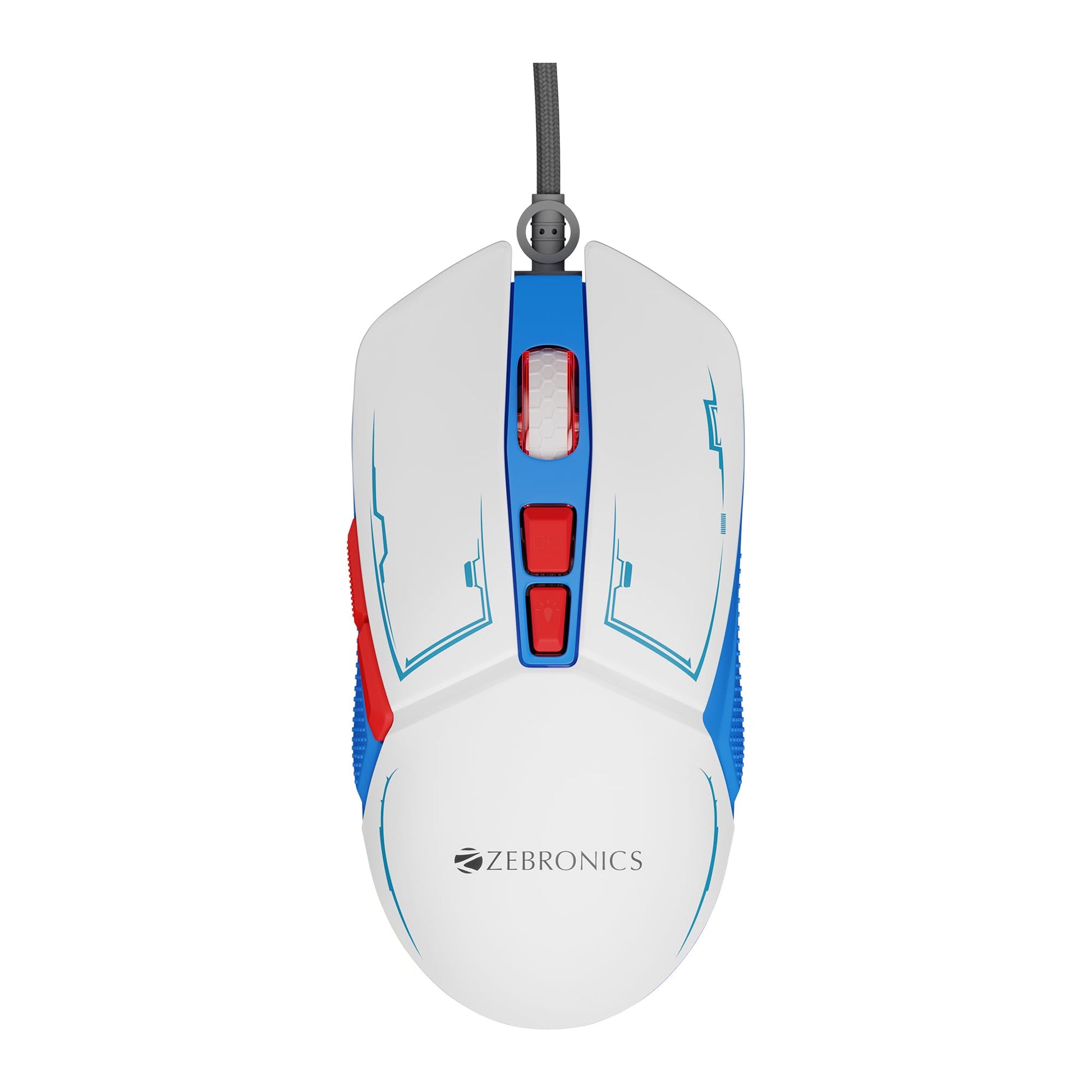Zebronics-Transformer-M with a High-Performance Gold-Plated USB Mouse: 6 Buttons, Multi-Color LED Lights,High-Resolution Sensor with max 3600 DPI, and DPI Switch(White)