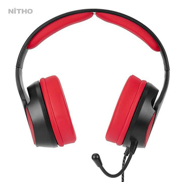 Nitho Janus Gaming Headset with Microphone, Over-Ear Stereo Headphones for Xbox Series X|S, Xbox One, PS5, PS4, Nintendo Switch, PC, Mobile, 3.5 mm Audio Jack, 40 mm Drivers - Red