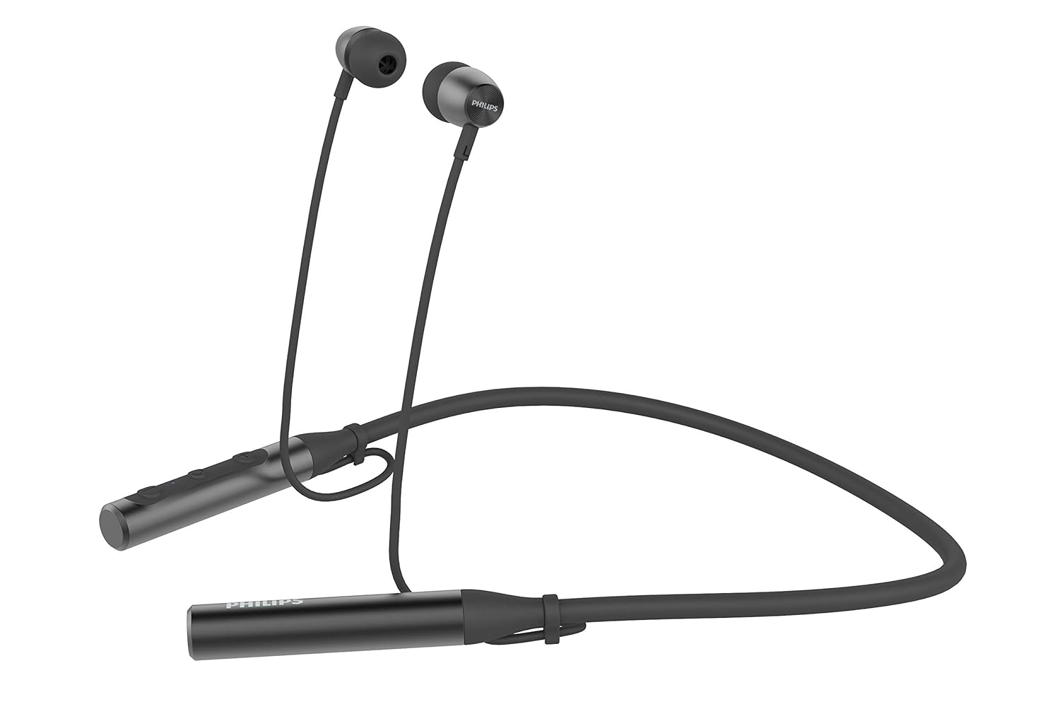 Philips Audio TAN2215 Bluetooth Wireless In Ear Earphones with 11 Hr Playtime, 9 mm Drivers, IPX4 Splash Proof, Magnetic Eartips, with Mic (Black)