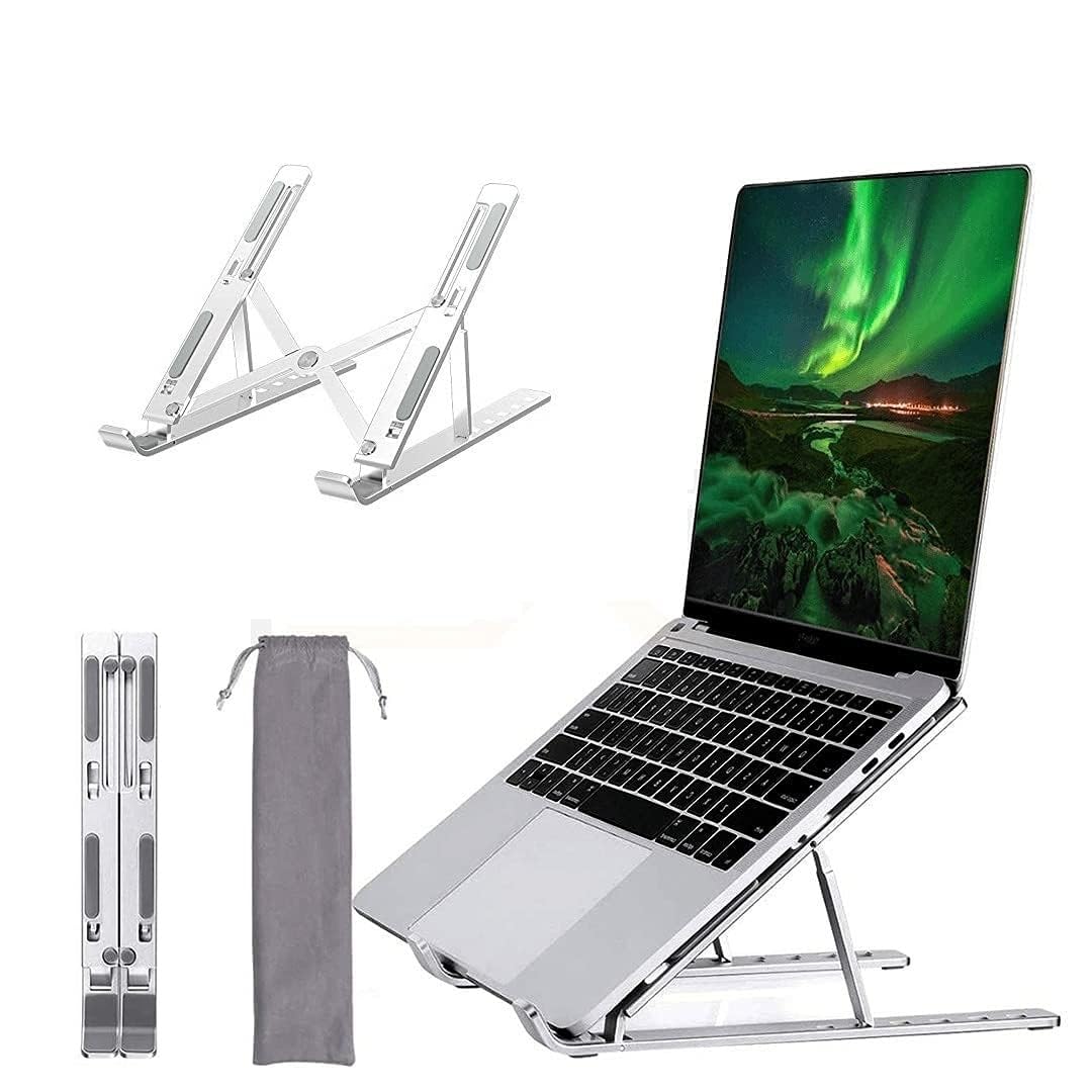 Dyazo 6 Angle Foldable & Portable Laptop Riser Stand Made with Aluminum Alloy |Compatible for Dell, Mac Book Air/Pro, Lenovo Acer Hp Asus & Other Laptop from 11.6 inch to 15.6 Inches- Black