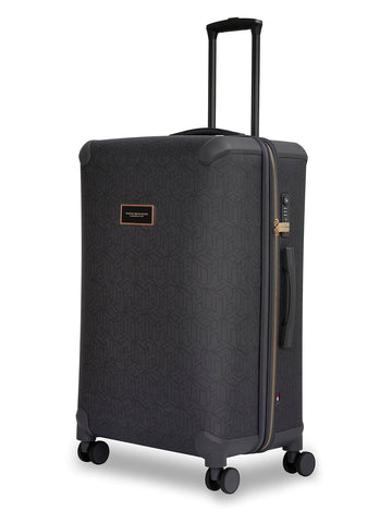 Tommy Hilfiger Jazz Mid Soft Luggage - Navy |Check-in Trolley Bag with TSA Lock | 360° Spinner Double Wheels | Telescopic Handle | Expandable | Polyester Shell Suitcase | 76L Capacity | 67cm