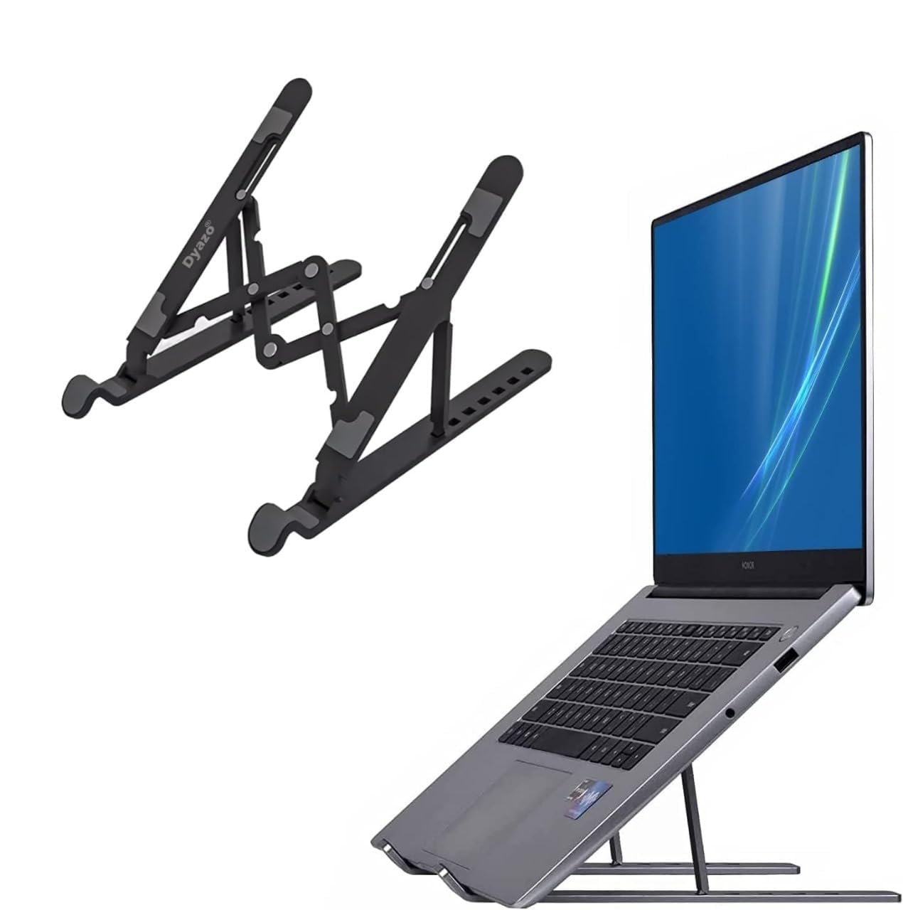 Dyazo 6 Angle Foldable & Portable Laptop Riser Stand Made with Aluminum Alloy |Compatible for Dell, Mac Book Air/Pro, Lenovo Acer Hp Asus & Other Laptop from 11.6 inch to 15.6 Inches- Black