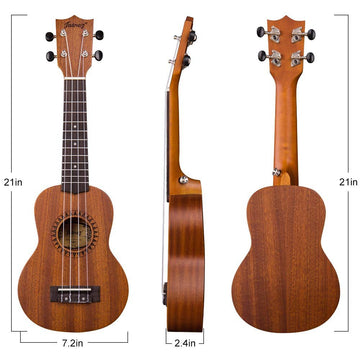 Juarez JRZ21UK 21" Soprano Ukulele Kit, AQUILA Strings (Strings Made in ITALY), Sapele Body, Rosewood Fingerboard, Matte Finish, with Bag and Picks, Natural Guitar
