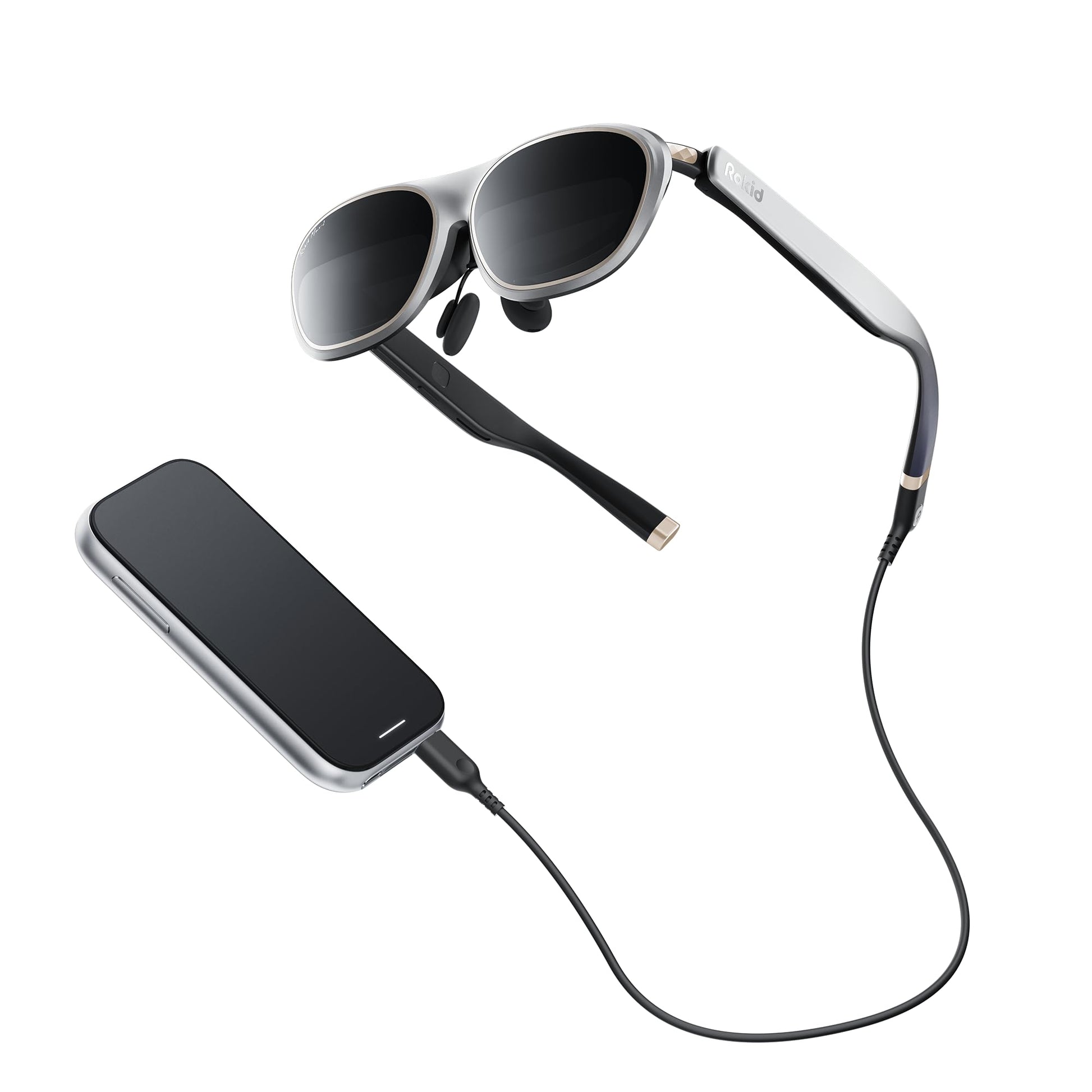 Rokid AR Spatial Black- Max2 AR Glasses & Station2 Spatial Computer with 360" Micro-OLED 3-Screen Display, 120Hz OLED, 600 Nits, Multi-Tasking for Work & Gaming