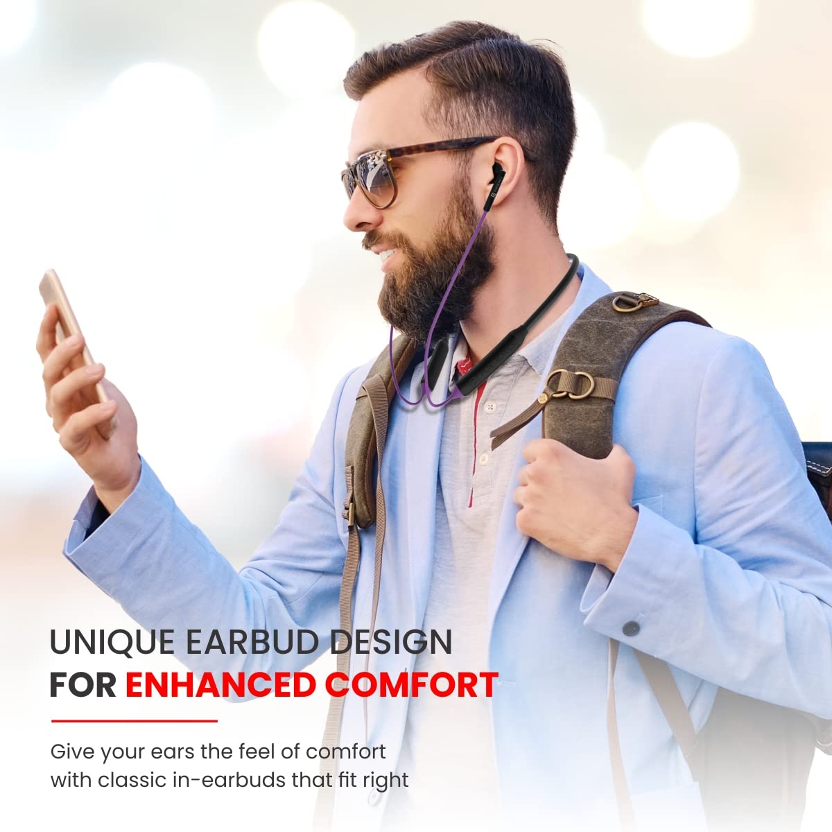 Portronics Harmonics Z5 Wireless Bluetooth Stereo Headset with 33Hrs Playtime, Double EQ Mode, 14.2 mm Dynamic Drivers, Click Action Buttons(Purple)