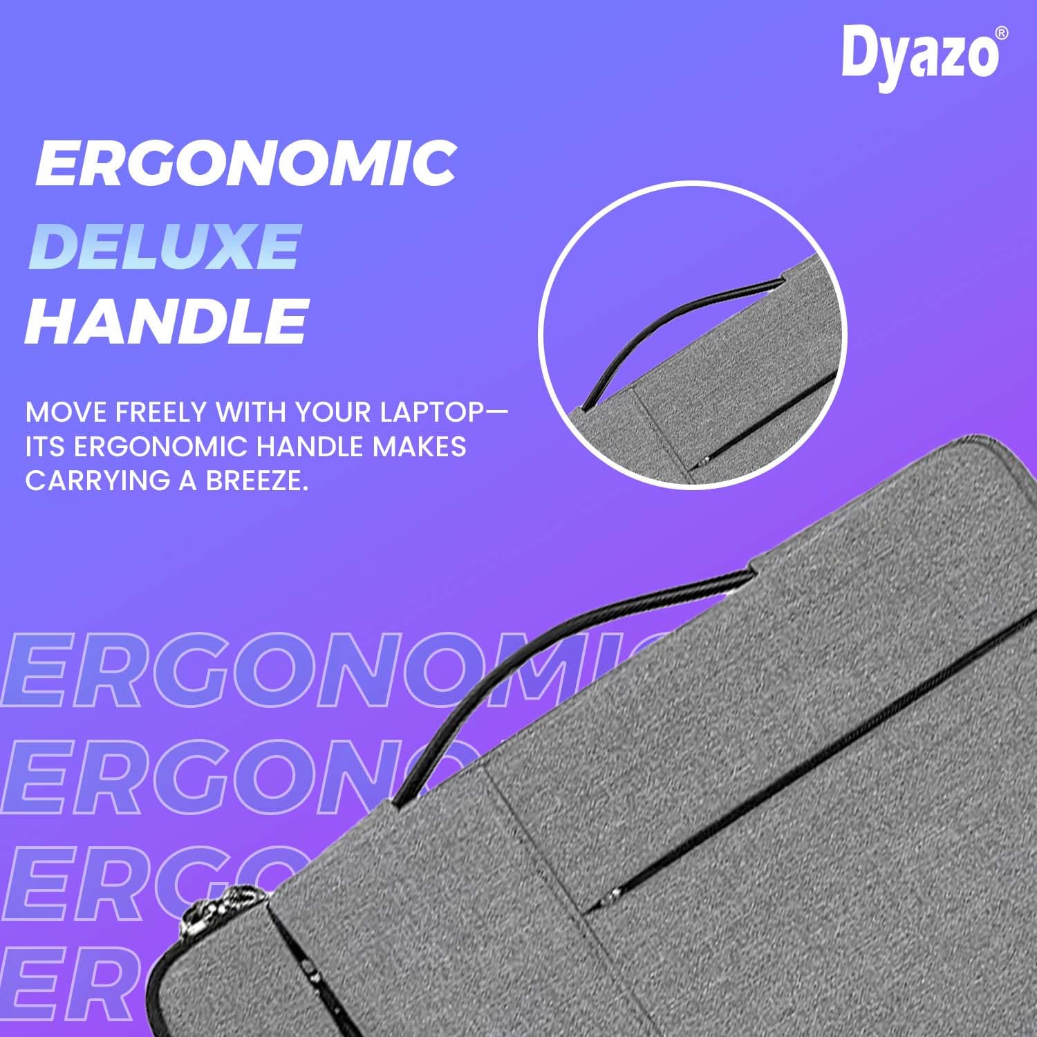 DYAZO 15" to 15.6 Inch Laptop Sleeve/Cover with Handle & Two Front Accessories Pockets Compatible for Apple, Dell, Lenovo, Asus, Hp, Samsung, Mi, MacBook and Other Notbooks (Grey)