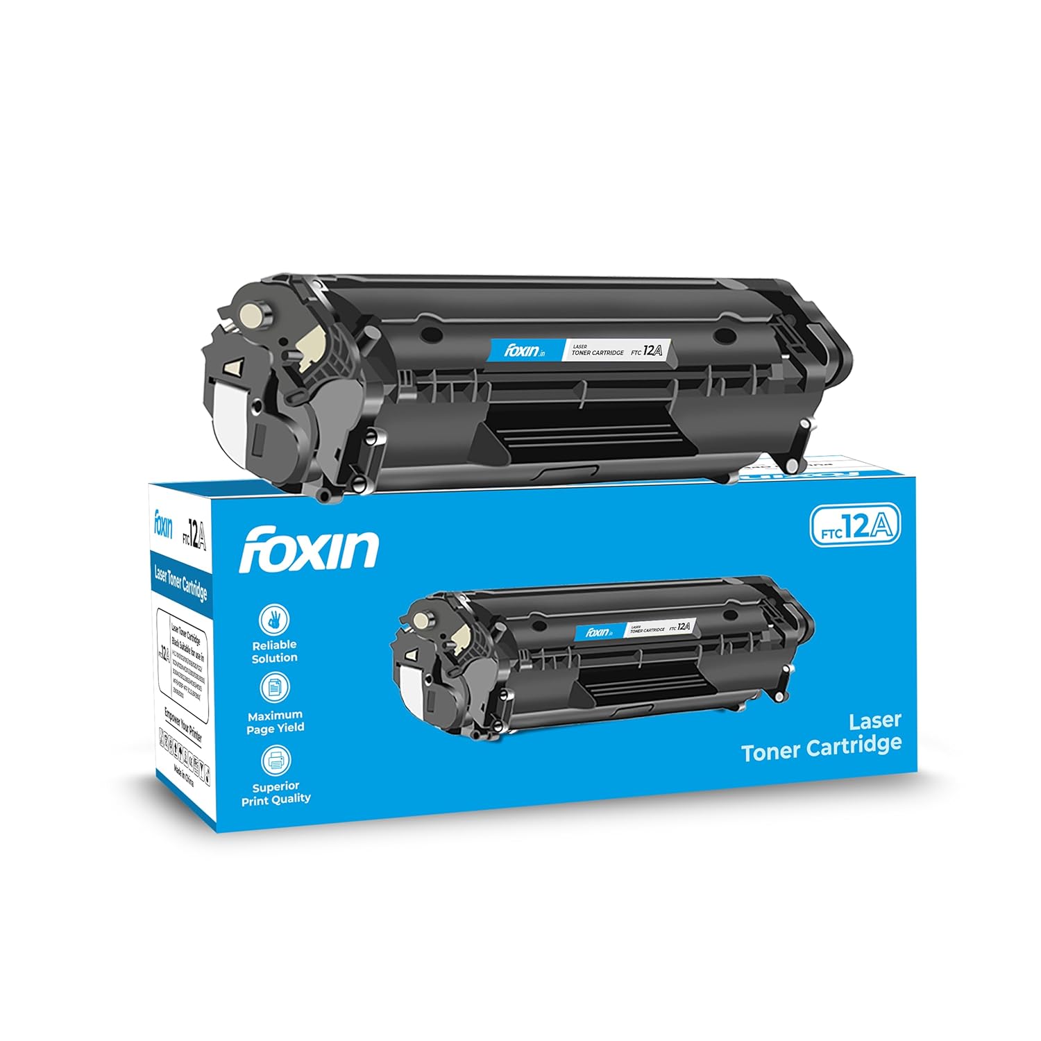 Foxin FTC 12A Laser Printer Cartridge Compatible with 1020, M1005, 1018, 1010, 1012, 1015, 1022, 1022N, 1022NW, 3015, 3020, 3030, 3050, 3050Z, 3052, 3055 / 12A Cartridge / Black
