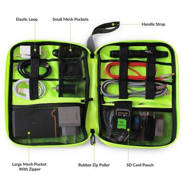GIZGA essentials Gadget Organizer Case, Portable Zippered Pouch for All Small Gadgets, HDD, Power Bank, USB Cables, Power Adapters, etc