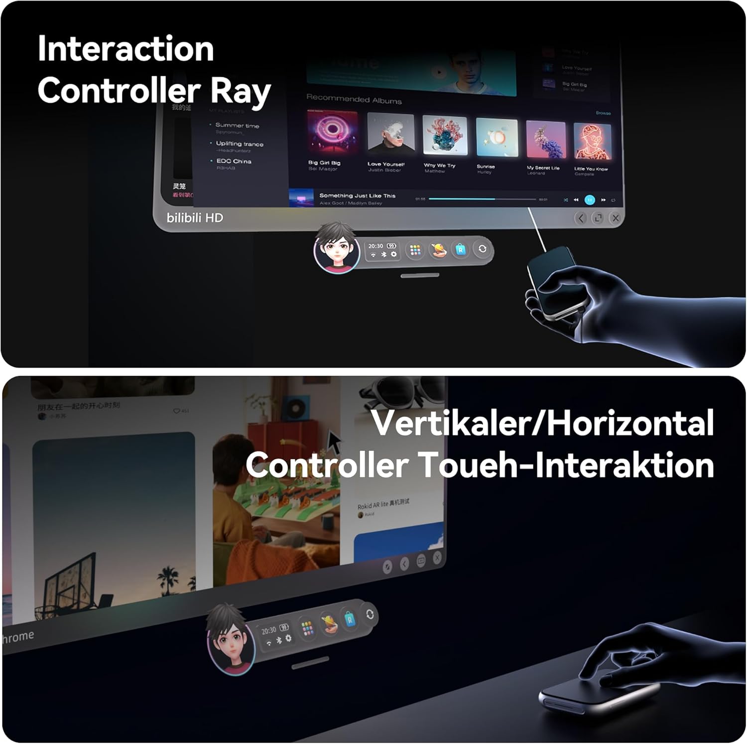 Rokid AR Spatial Black- Max2 AR Glasses & Station2 Spatial Computer with 360" Micro-OLED 3-Screen Display, 120Hz OLED, 600 Nits, Multi-Tasking for Work & Gaming