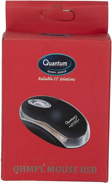 QUANTUM QHM222 USB Mouse (Black) Wired for LAPTOPS and DESKTOPS
