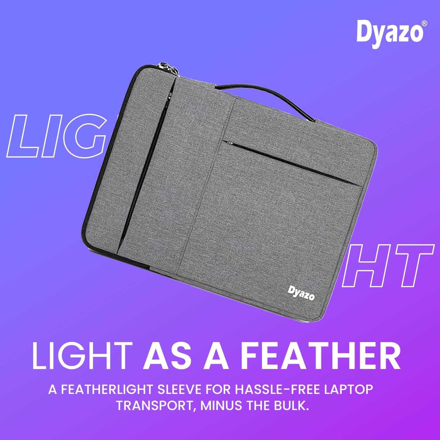 DYAZO 15" to 15.6 Inch Laptop Sleeve/Cover with Handle & Two Front Accessories Pockets Compatible for Apple, Dell, Lenovo, Asus, Hp, Samsung, Mi, MacBook and Other Notbooks (Grey)