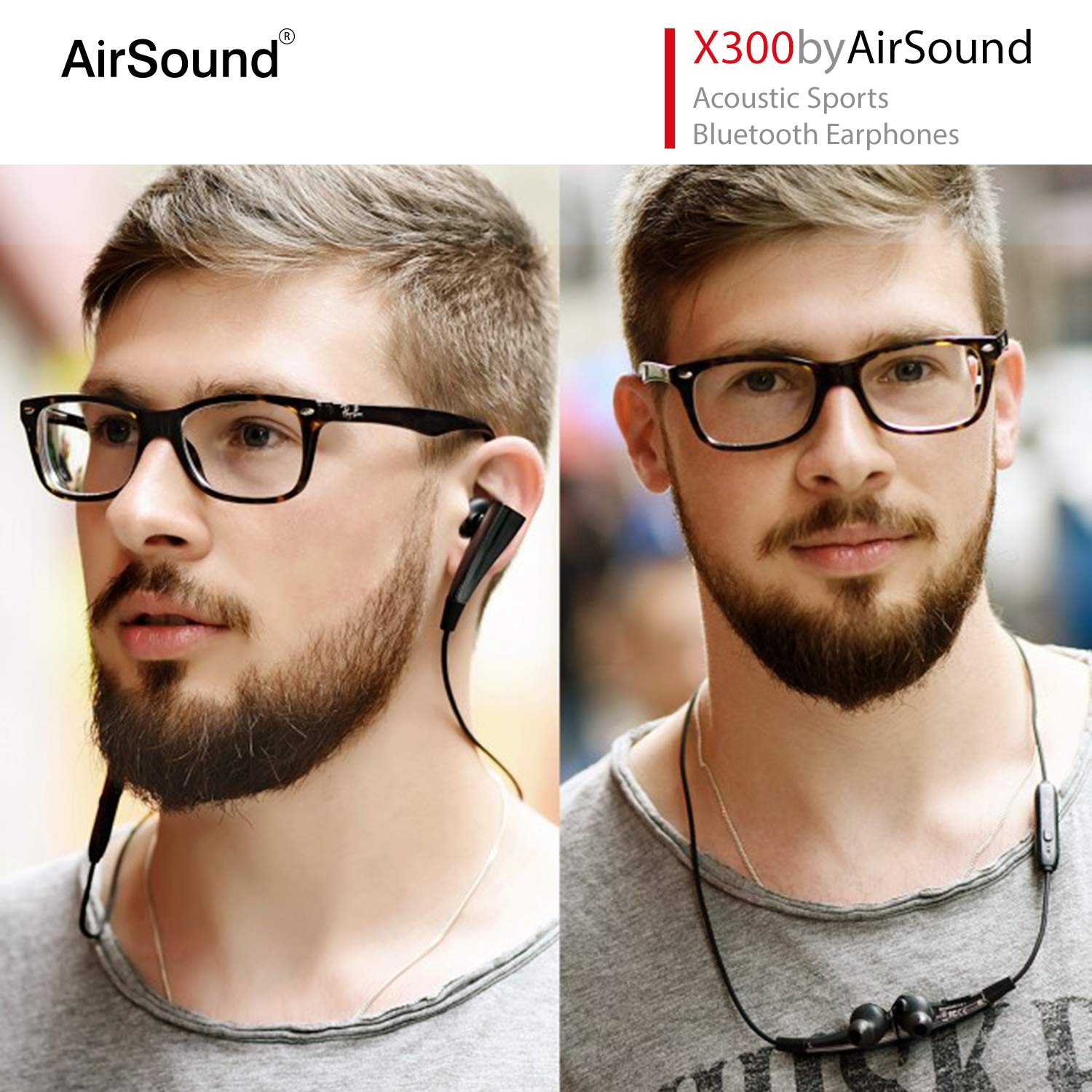 AirSound X300 Wireless Bluetooth in-Ear Headphones, Magnetic-Auto Pause/Auto-Play, HD Stereo & Mic