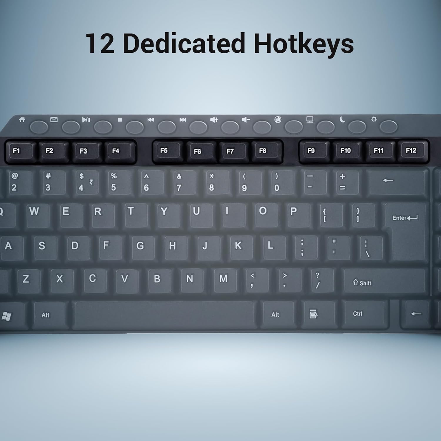 ZEBRONICS ZEB-KM2100 Multimedia USB Keyboard Comes with 114 Keys Including 12 Dedicated Multimedia Keys & with Rupee Key