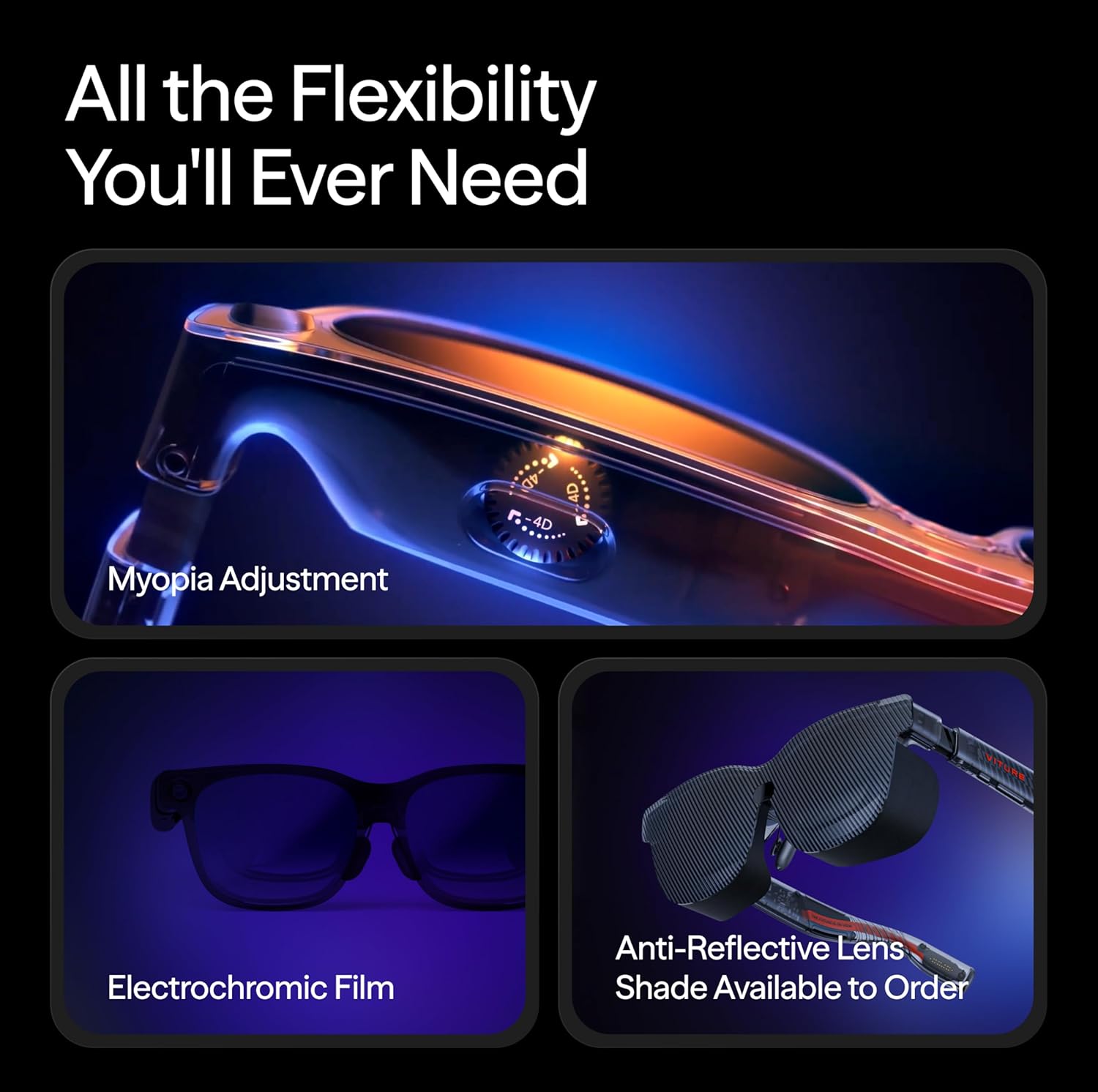 VITURE Luma Pro XR Glasses — 152” 1200p Ultra Sharp Display, 1000 Nits, 52° FOV, Dimming Adjustments, for iPhone 16/15, Android, Mac, PC, Steam Deck, First-Ever XR Experience for Switch 2 - Regular